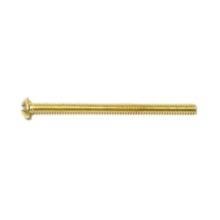 #6-32 X 2 In Slotted Round Machine Screw, Plain Brass, 14 PK